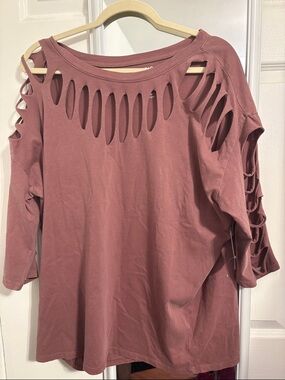 torrid Mauve Rose Cutout Long Sleeve Top